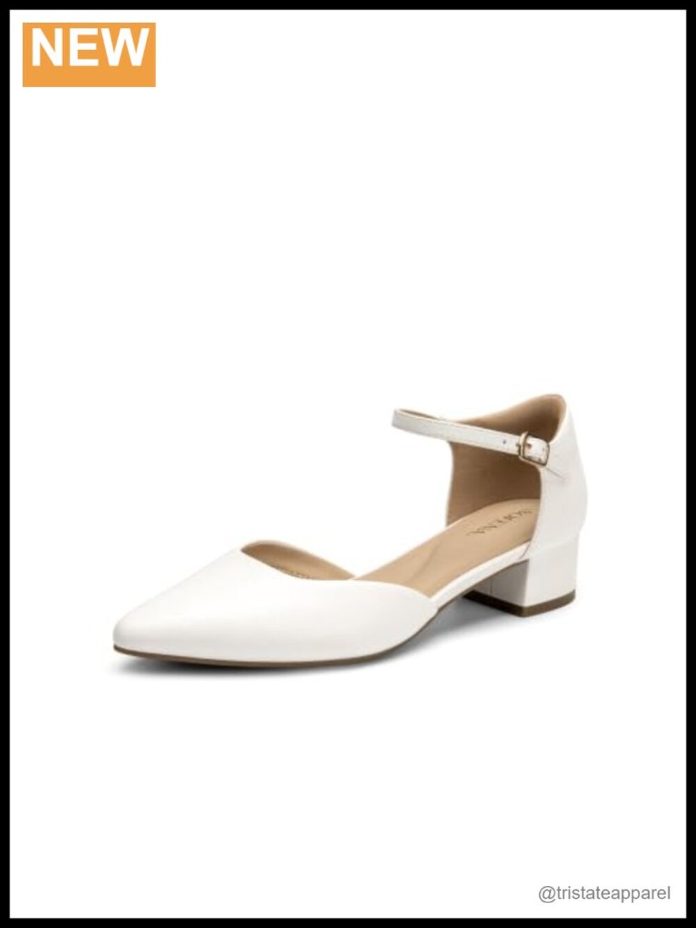Pointed Toe D'Orsay Pumps Low Block Heel Adjustable Ankle Strap